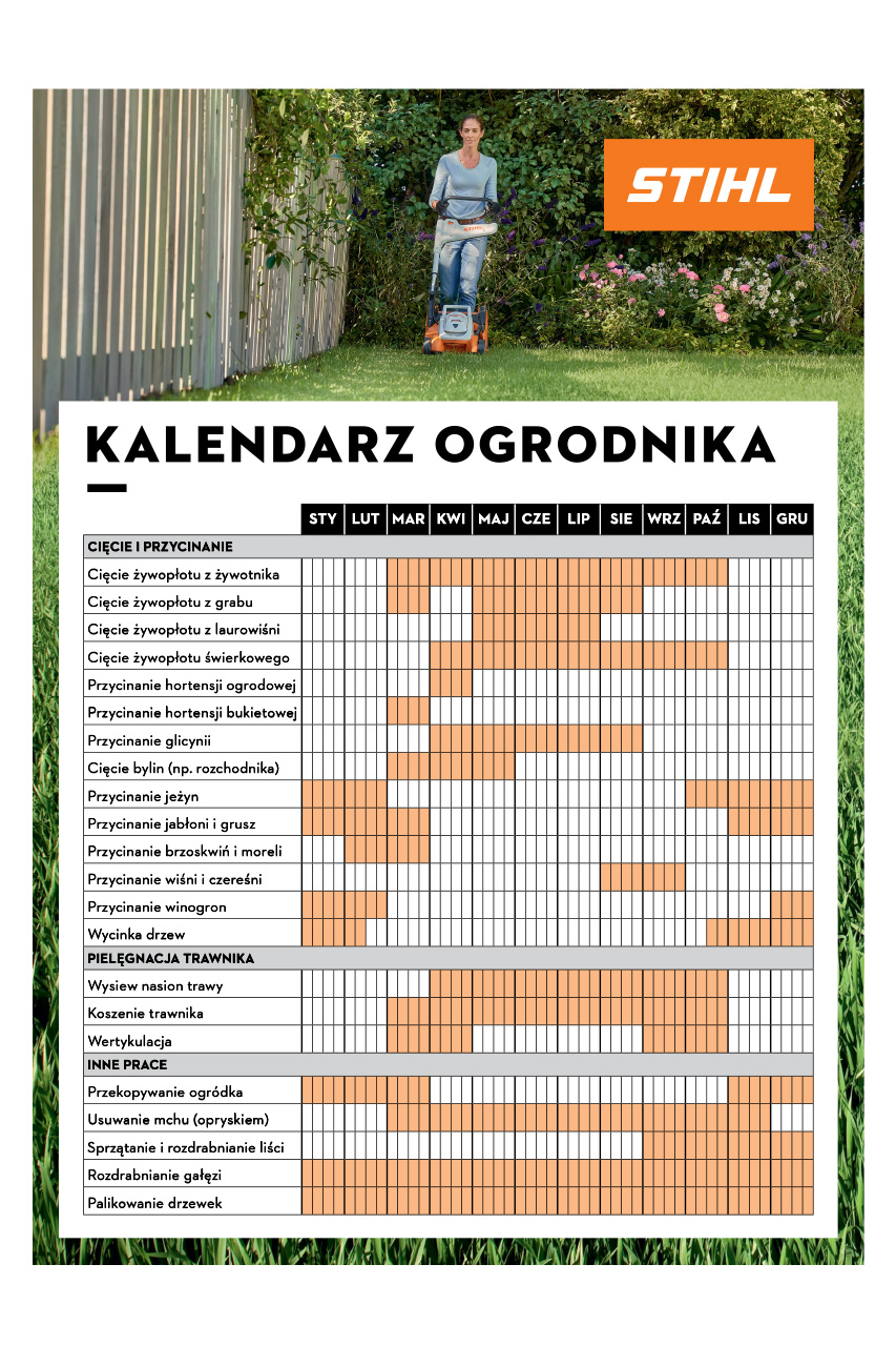 Zdjęcie kalendarza ogrodowego STIHL