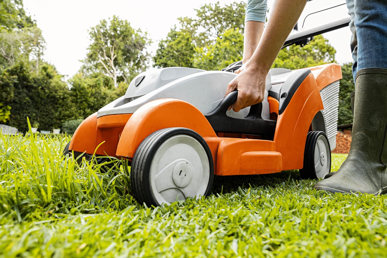 Test akumulatorowej kosiarki STIHL RMA 339 C wiosną w ogrodzie