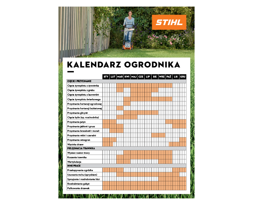 Kalendarz ogrodniczy STIHL